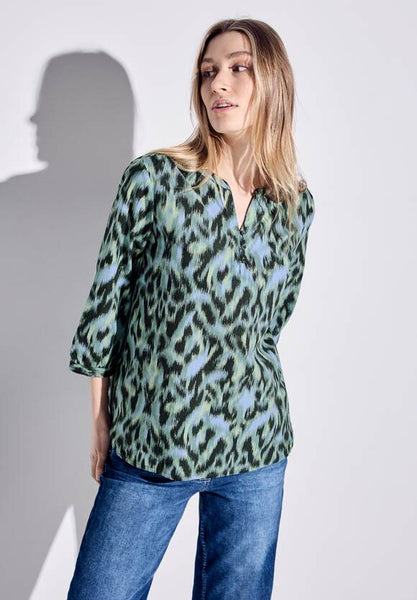 Cecil Pure cotton Shirt in Green Or Pink Print 344611