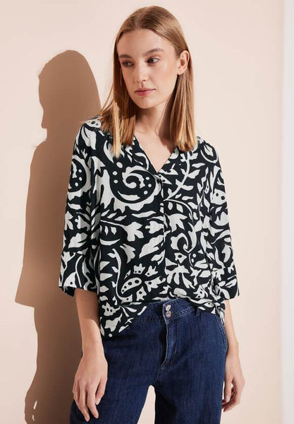 Street One Bowling Collar Printed Blouse 344574