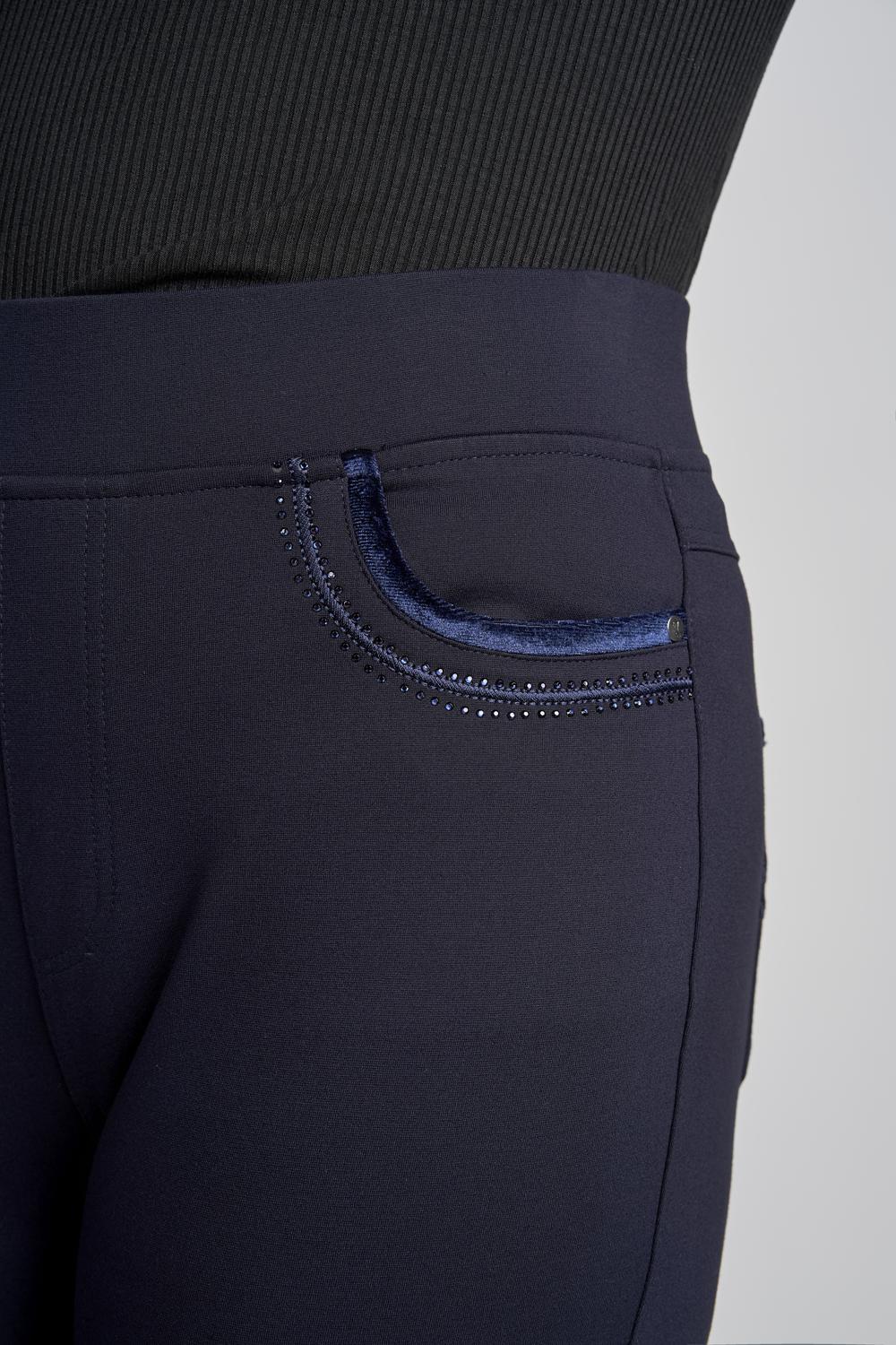 Ponte Straight leg Trouser with Crystal Velvet Pocket Detail  Pinns405T 2026