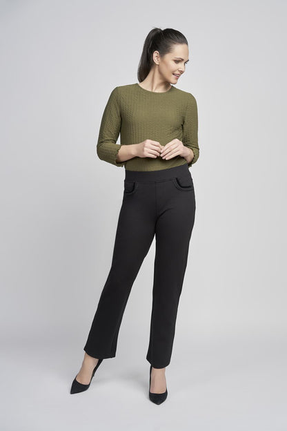 Ponte Straight leg Trouser with Crystal Velvet Pocket Detail  Pinns405T 2026