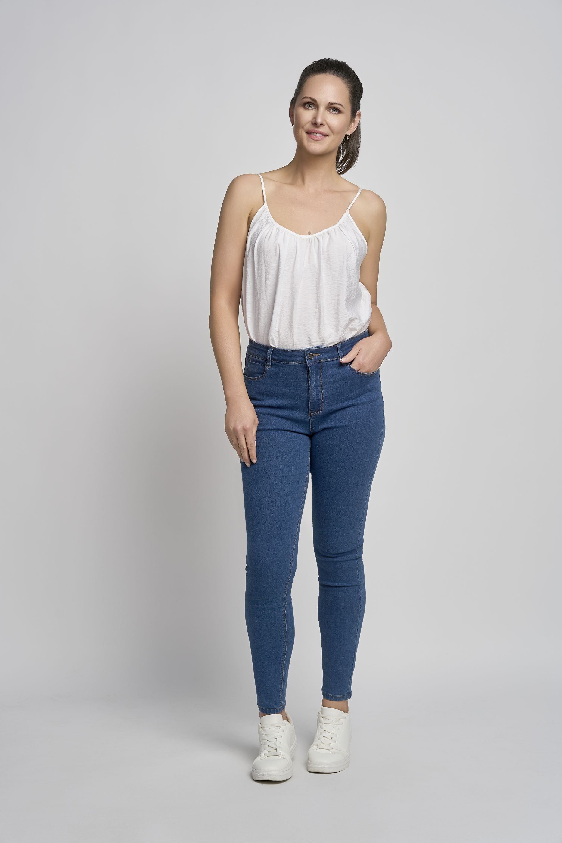 Pinns 407T Med Blue Slim Fit Stretch Denim Jeans