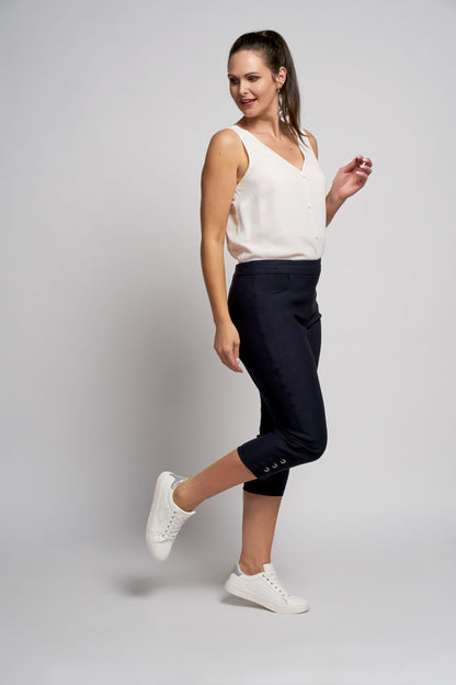 Pinns Figure Sculpting crop trousers with diamante detail. All Colours