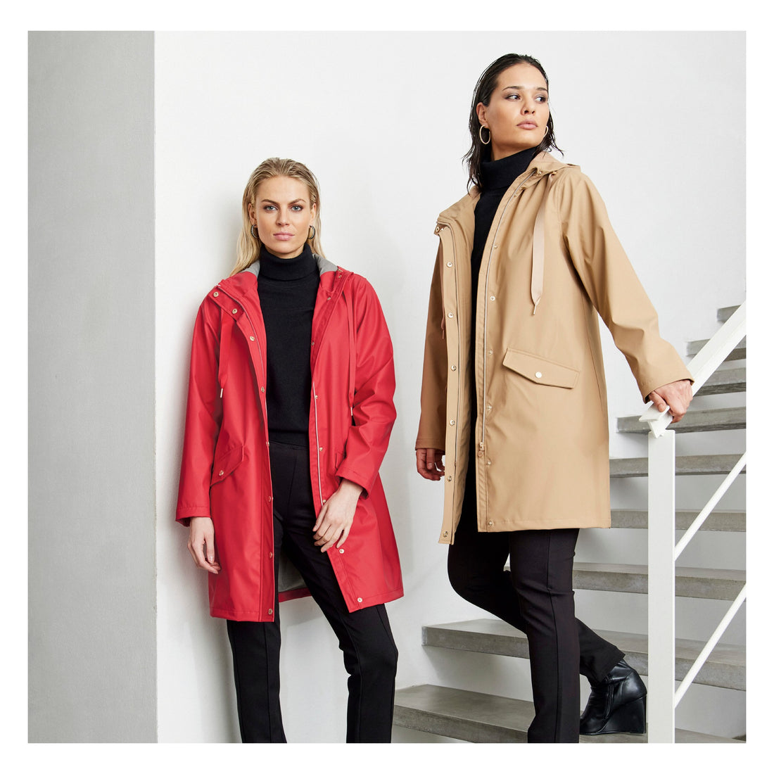 3/4 Quilted Raincoat in Dusky pink or red