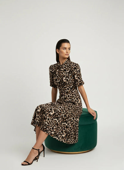 Marc Angelo Jersey Animal Print Short Sleeve Midi Dress