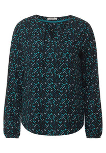 Cecil viscose long sleeve blouse in vibrant blue print