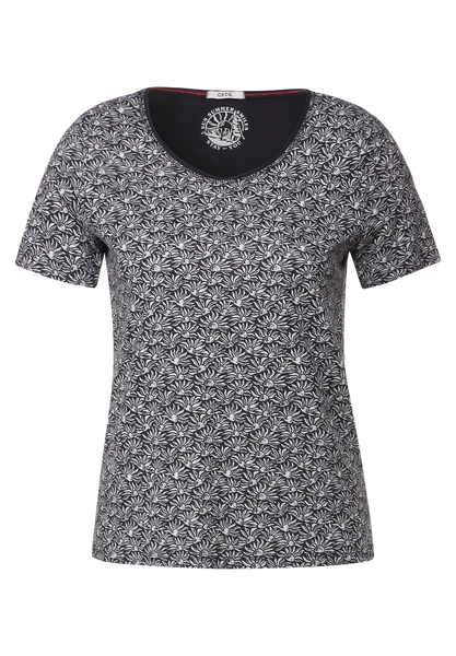 Cecil minimal print cotton t shirt in grey or green 320046
