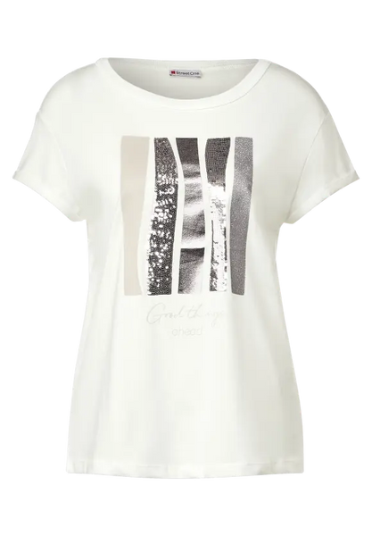 Street One cotton T Shirt with sparkle 320372