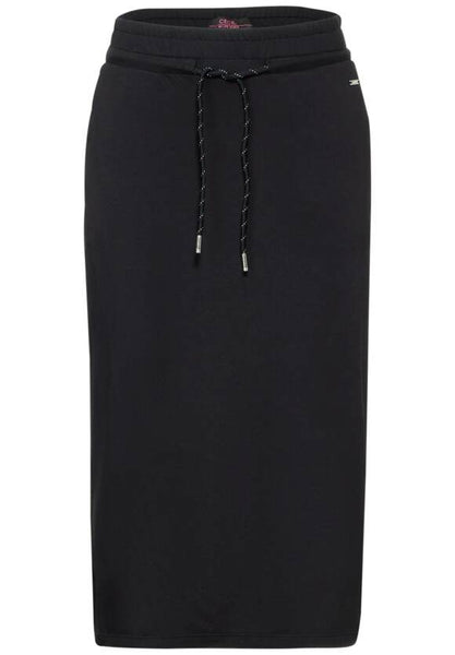 Cecil Black Jersey Midi Skirt with pockets 361493