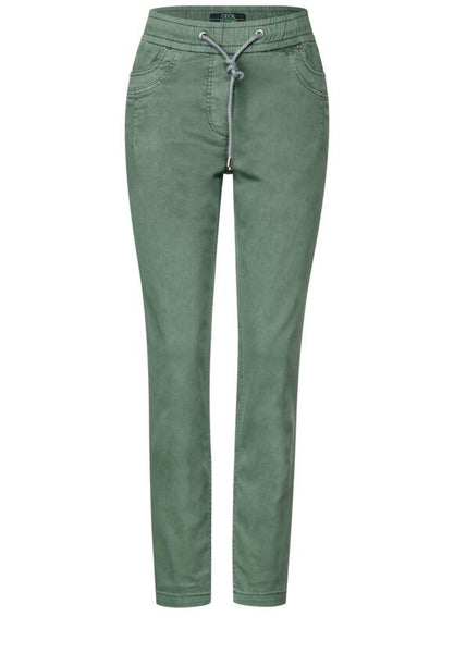 Cecil Cotton Rich Chino style Joggers 28" leg Green or Beige 377367