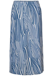 Cecil Print Easy Wear Midi Skirt in blue or green print 361464