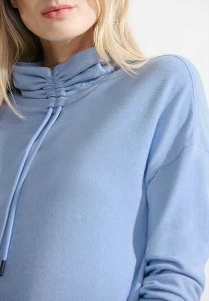 Cecil Supersoft Sweatshirt with Ruched Neckline Green or blue 321009