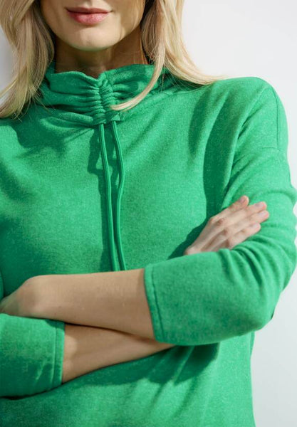 Cecil Supersoft Sweatshirt with Ruched Neckline Green or blue 321009