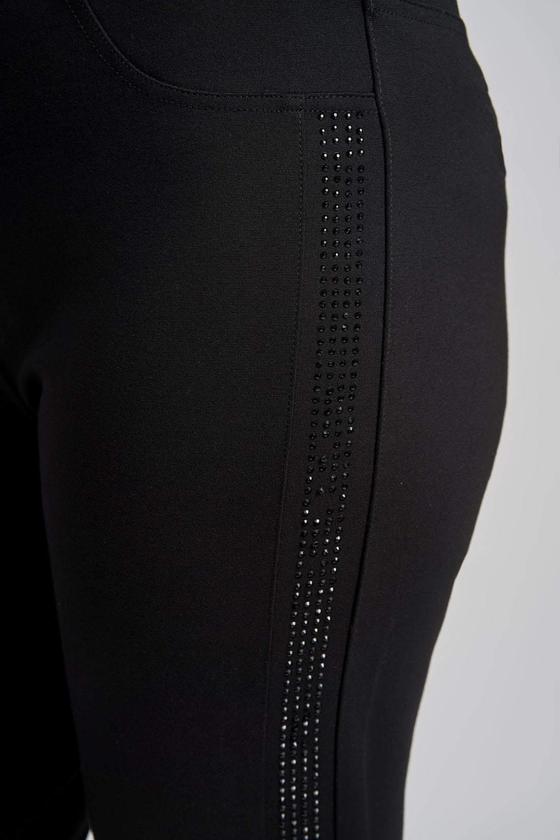 Pinns ponte pull up trousers with crystal piping 566T