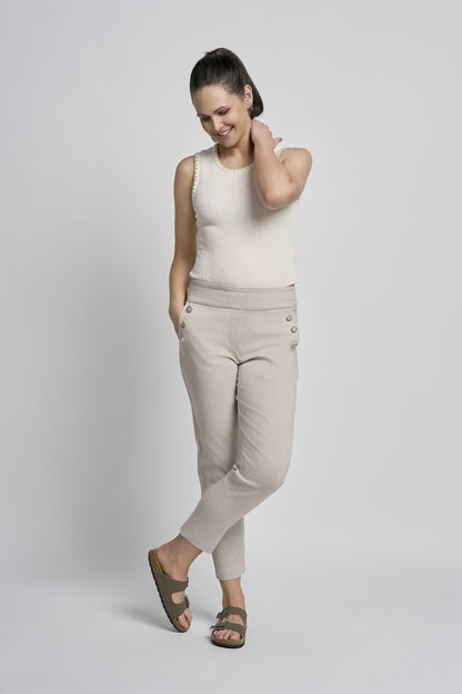 Pinns Tummy Control stretch Ankle Grazer Trousers with Button Down Feature 579Ct