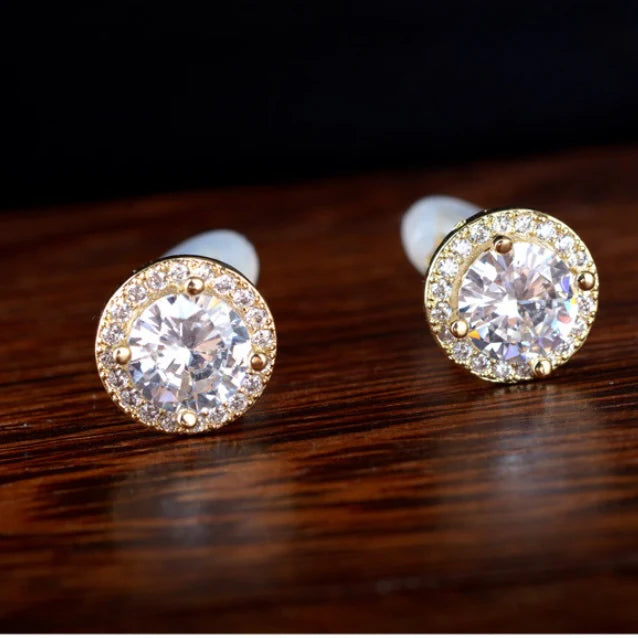 Clip on Halo Earrings in Gold Or Silver boxed