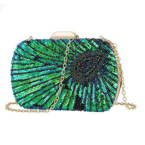 Peacock embellished clutch Bag.