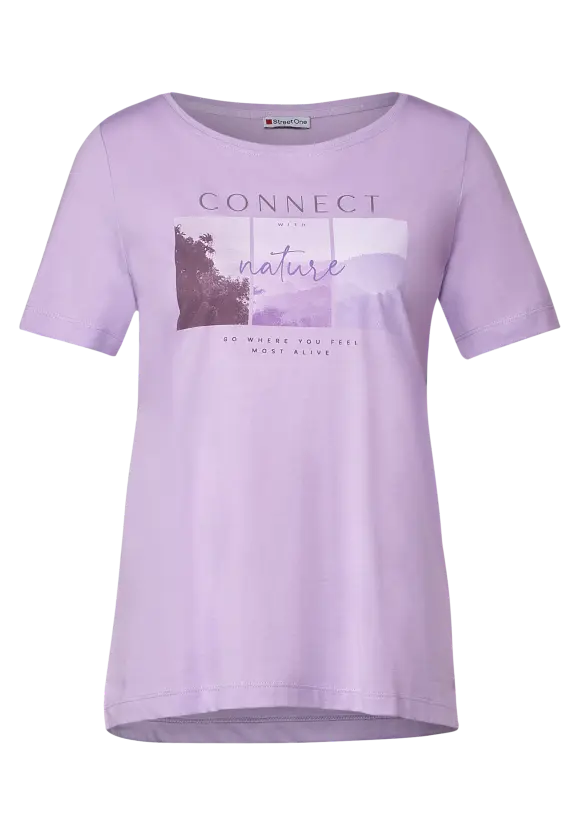 Street One photoprint T Shirt in white or lilac 320450