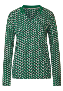 Cecil v neck print shirt in black or green 320671