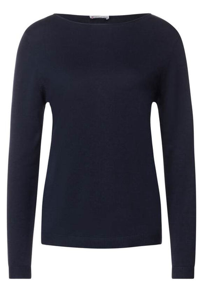 Street One Round Neck Basic Sweater in Blue or Navy 302548