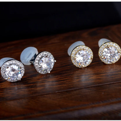 Clip on Halo Earrings in Gold Or Silver boxed