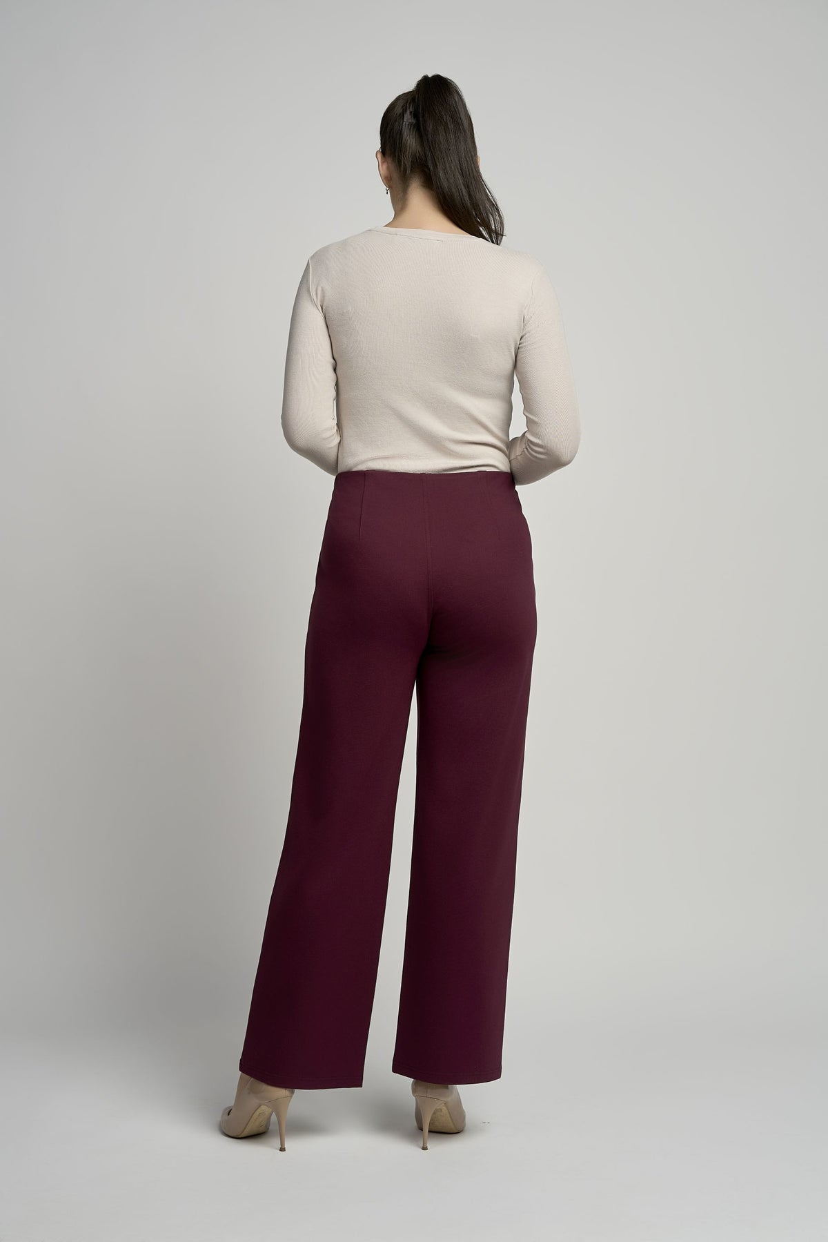 Pinns Wide Leg Ponte Trousers with Button Detail | 610T
