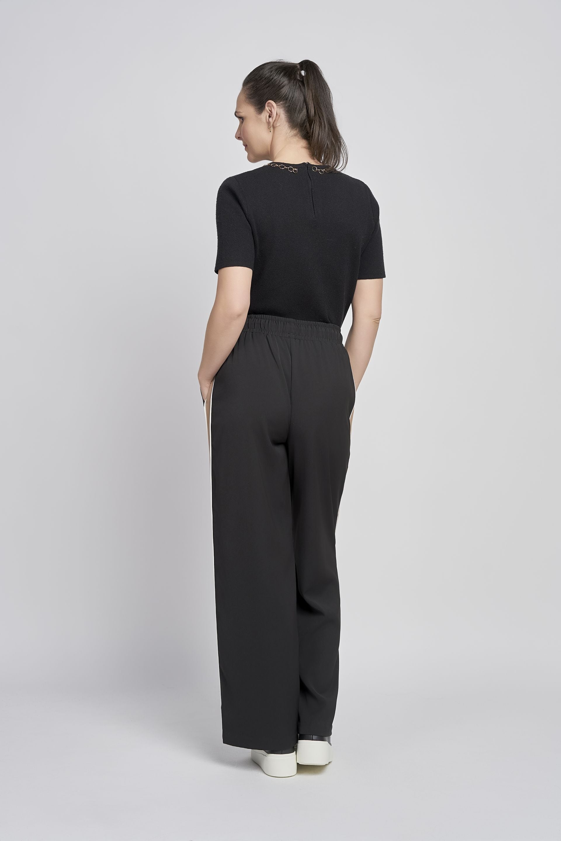 Pinns Wide leg Trousers with Tan Side Stripe 643T