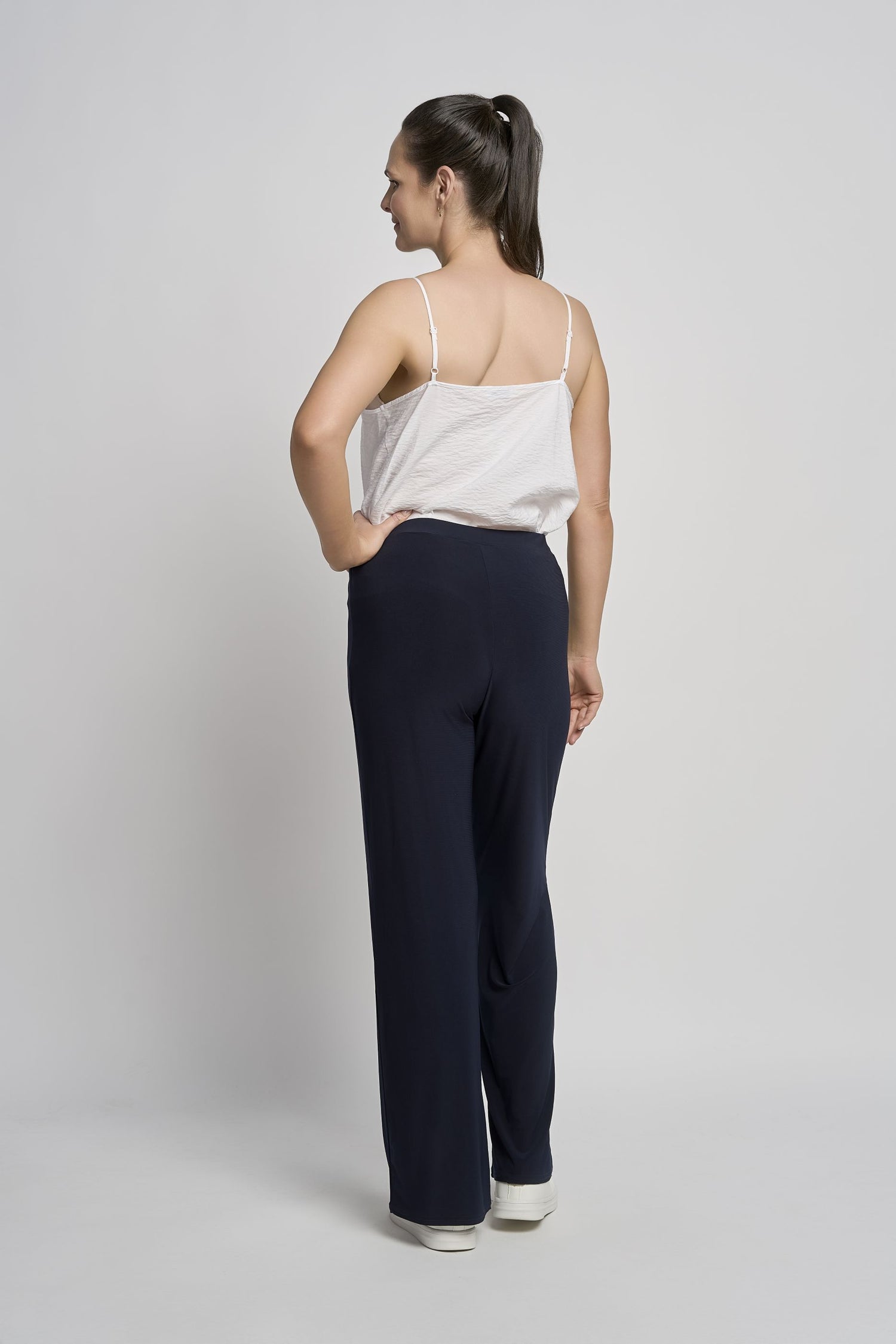 Pinns Jersey Wide leg pull on trousers in black or Navy 30" leg  645T 2026