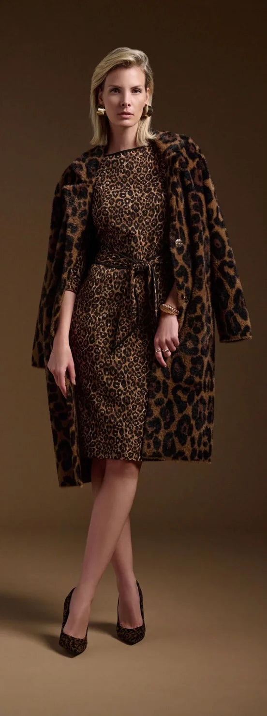 Faux Fur Sweater coat in Rich Leopard Print.