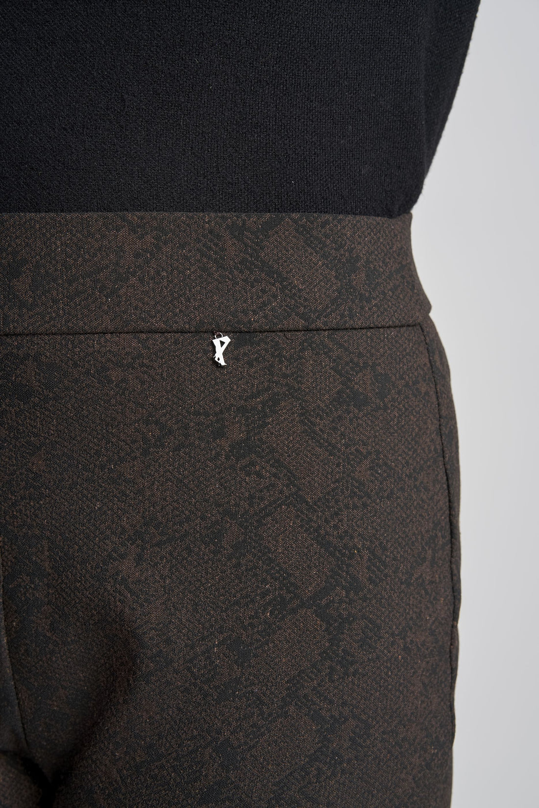 Pinns Pull up flared trouser in Brown Snakeprint  688T Brown