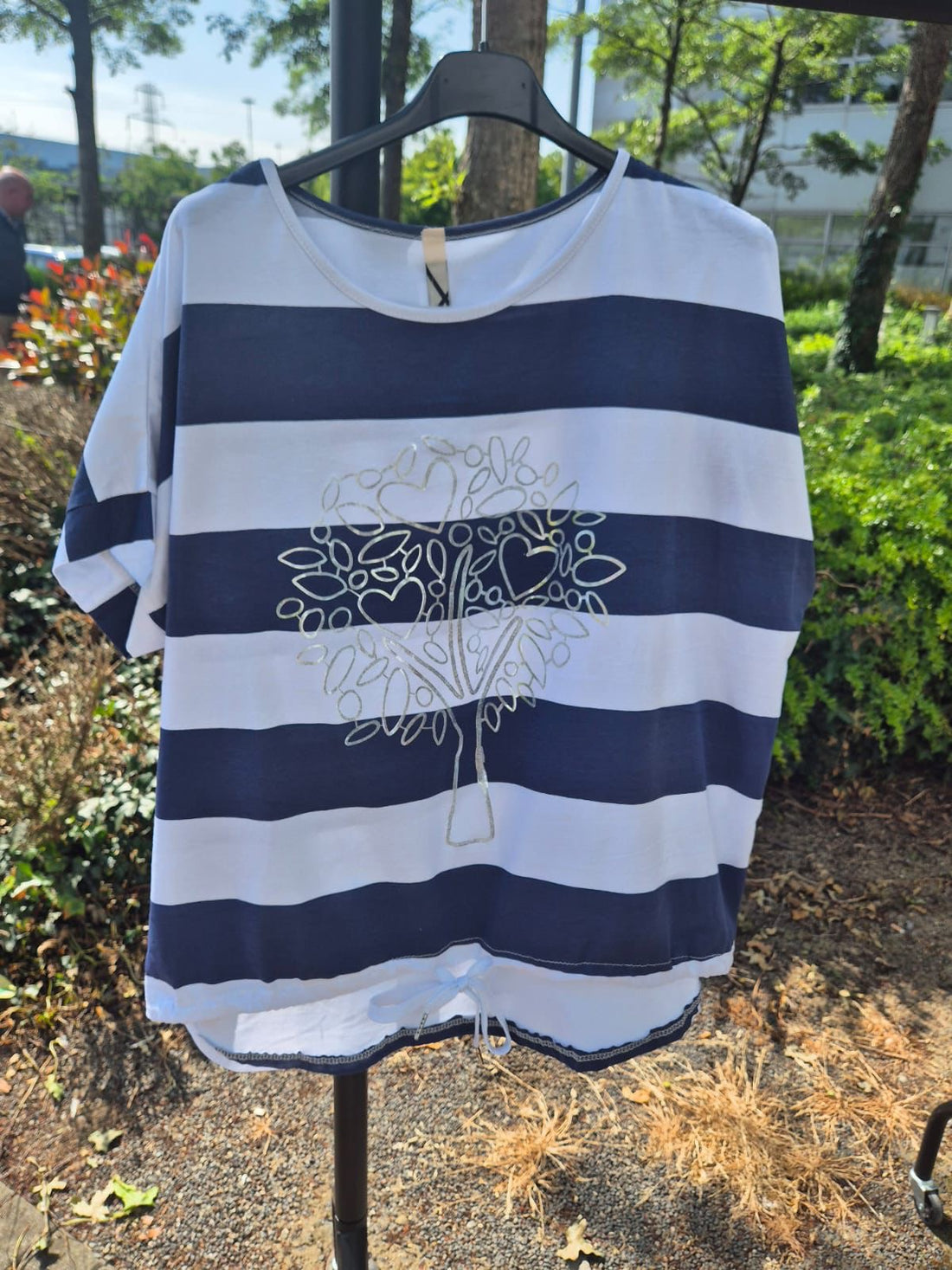 Zola Navy and white striped cotton top  022512
