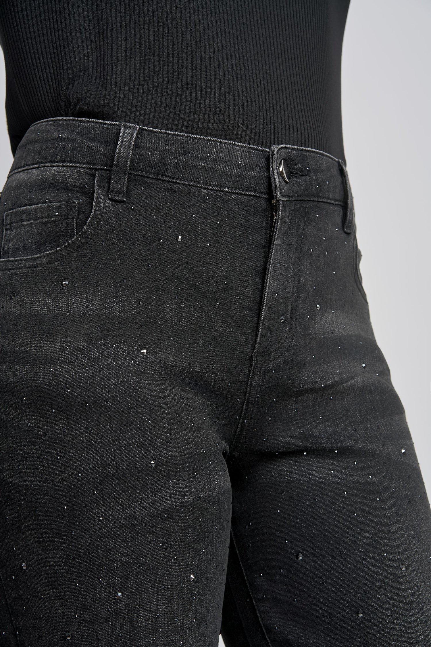 Pinns Wide leg denim jeans with Rhinestone Detail 711T