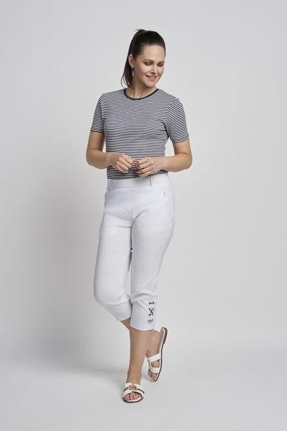 Pinns Bengaline Crop Trousers with Zip pockets and Hem Detail  724C