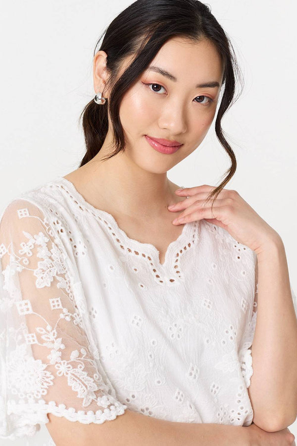 White cotton peplum top 75703