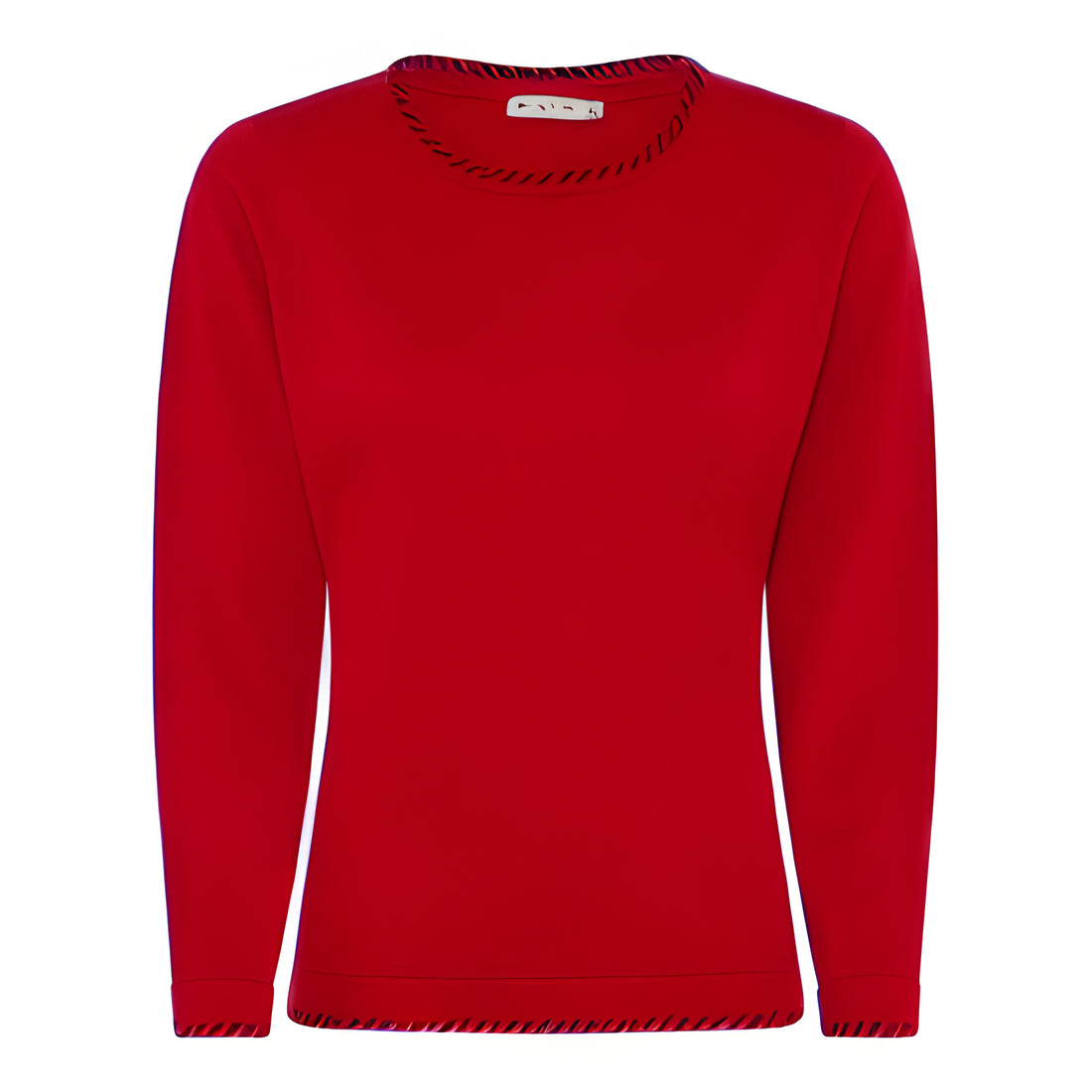 Micha round neck fine knit red jumper with black contrast stitching179 165