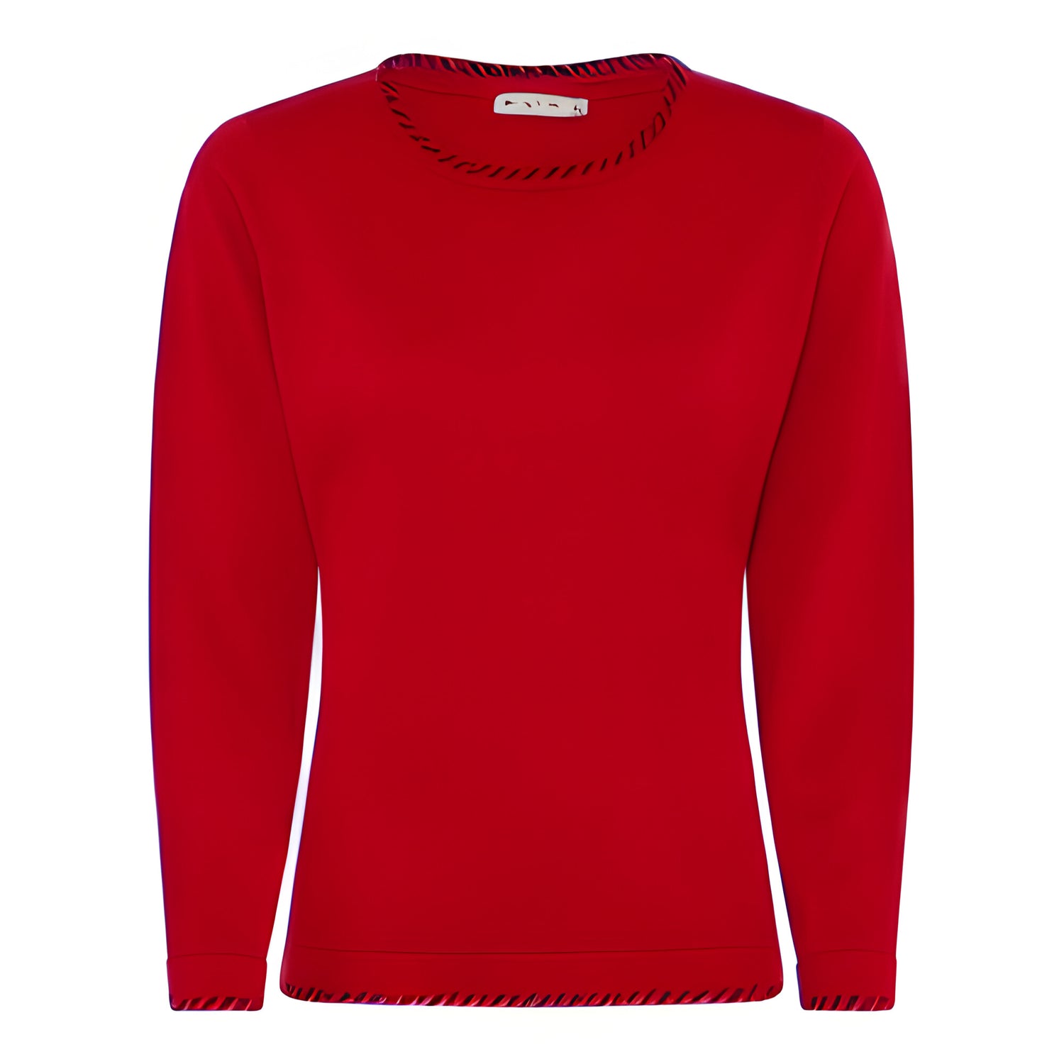 Micha round neck fine knit red jumper with black contrast stitching179 165