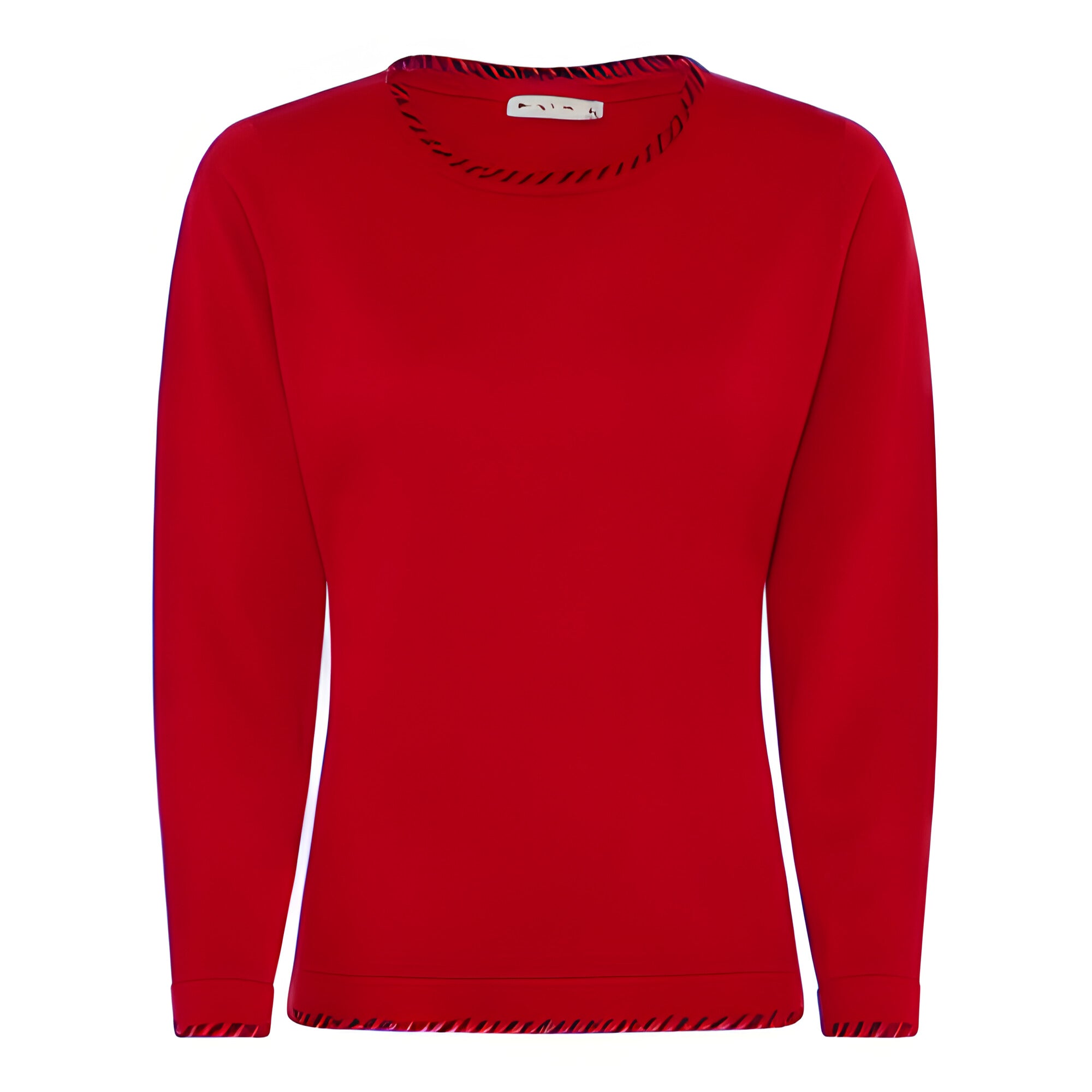 Micha round neck fine knit red jumper with black contrast stitching179 165