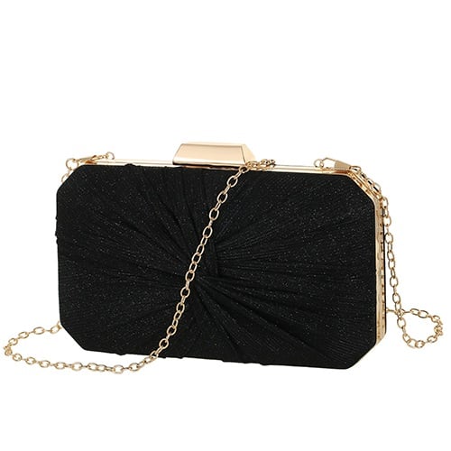 Black Shimmer Clutch bag with Gold hardware
