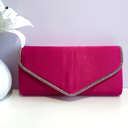 Satin Clutch Bag with long chain strap