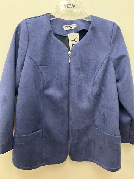 Faux suede jacket - Royal blue, beige and navy