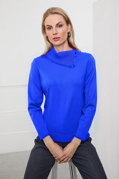 Micha Stud detail Roll neck Fine knit in Cerise Pink or royal blue  179 167
