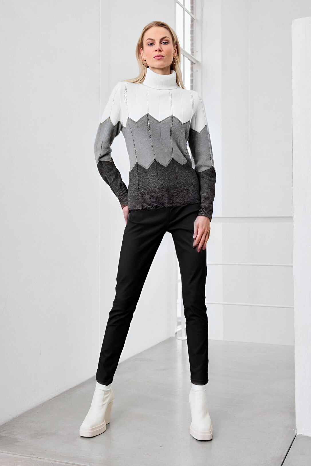 Micha Wool Blend  Colour block Polo Neck 71 191
