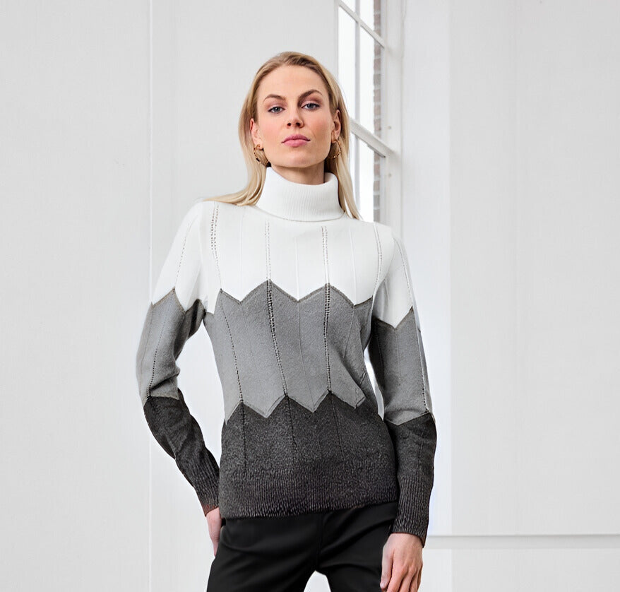 Micha Wool Blend  Colour block Polo Neck 71 191