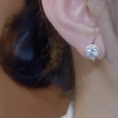 Clip on Halo Earrings in Gold Or Silver boxed