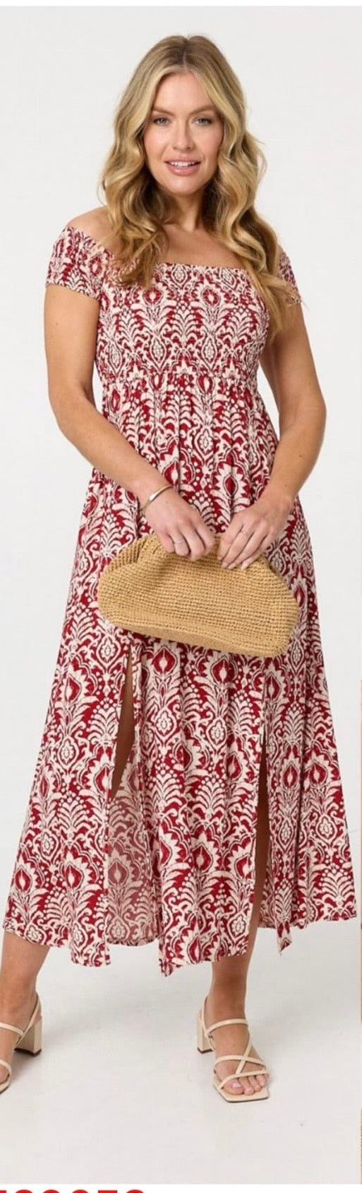 Stella Morgan Shirred bodice baroque print maxi dress D523652