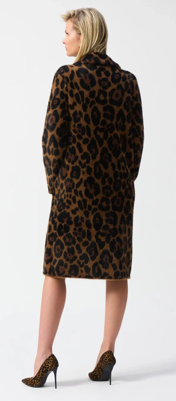 Faux Fur Sweater coat in Rich Leopard Print.