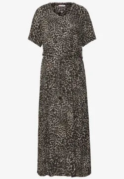 Street One Leopard Print Tie Waist midi dress