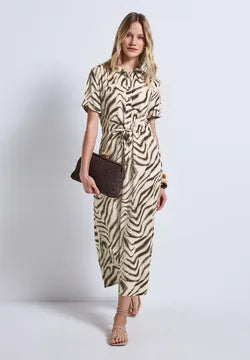 Street One Printed Shirt dress with tie belt and pockets 144565