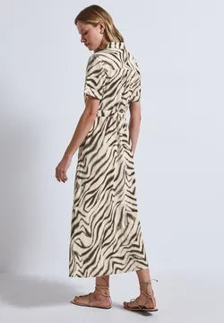 Street One Printed Shirt dress with tie belt and pockets 144565