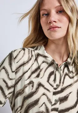 Street One Printed Shirt dress with tie belt and pockets 144565