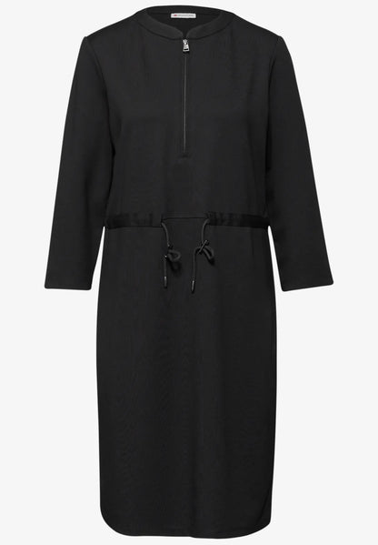 Street One Jersey Knee Length Dress with zip in black 144701